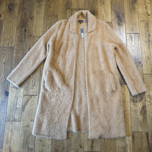 The Limited Mohair Fuzzy Long Cardigan Sweater Tan Camel Womens Sz L NWT - Picture 1 of 5